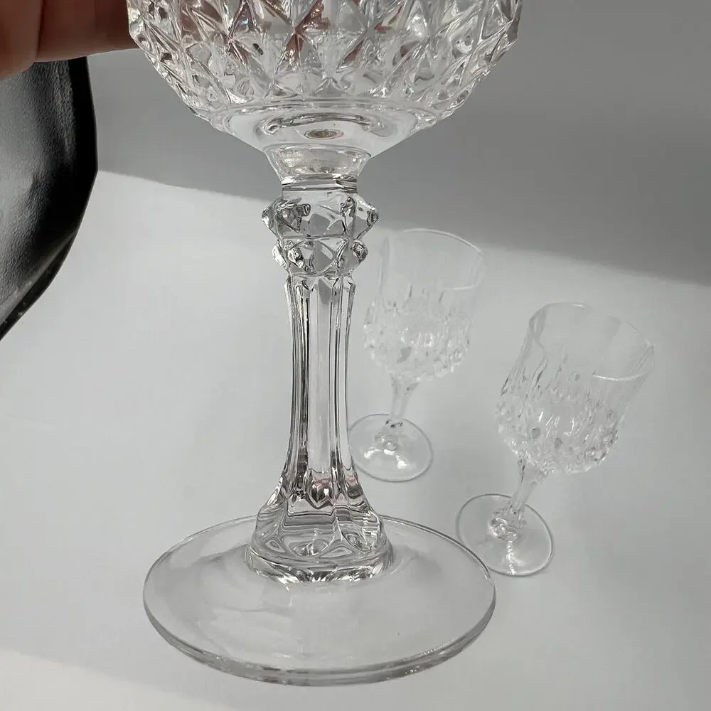Vintage Luminarc Arc International Wine Cordial‎ Glasses 3 Piece Clear Crystal